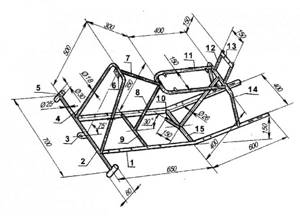 Snowmobile frame drawing