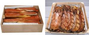Storing smoked fish in a box