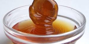 Caramel molasses in a glass bowl and on a spoon