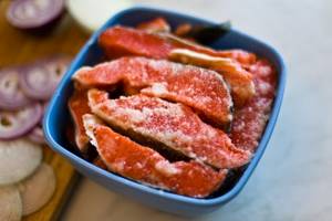 Fried coho salmon