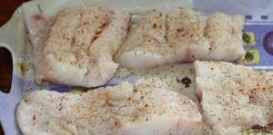 cod pieces sprinkled with spices