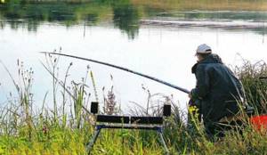 fishing with a rod in the spring