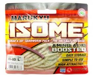 A pack of Marukyu Power Isome artificial baits