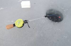 Bite on a winter fishing rod