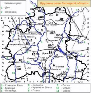 rivers of the Lipetsk region map