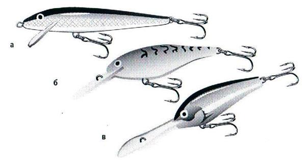 Fig.2. Blades of floating wobblers with different depths 