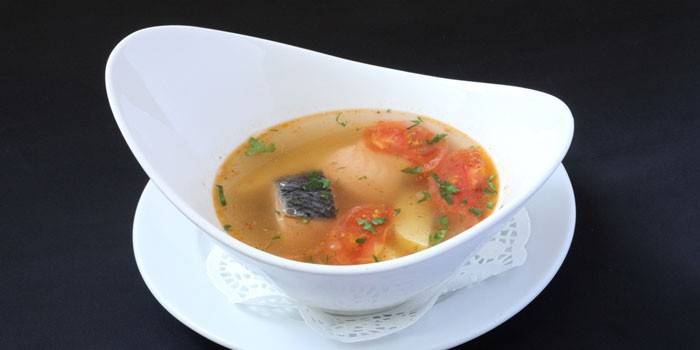 Rostov fish soup with tomatoes in a plate