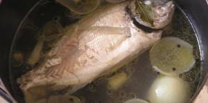 fish is boiled in a pan