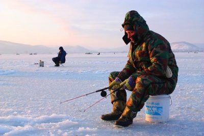 Fisherman in winter