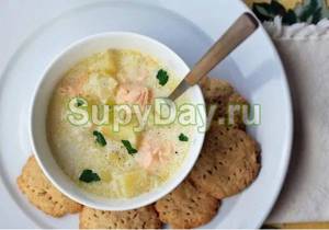 Fish soup with cream and salmon