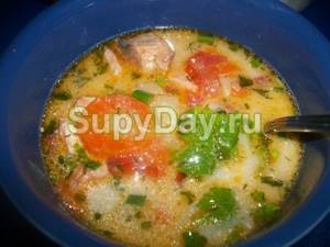 Fish soup with cream and tomatoes