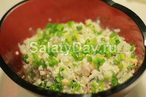 Salad with boiled fish and cabbage