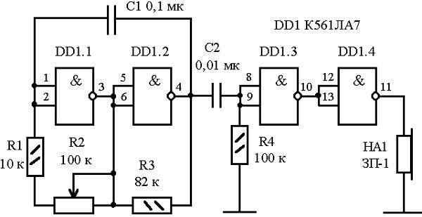 Схема акустической электронной приманки