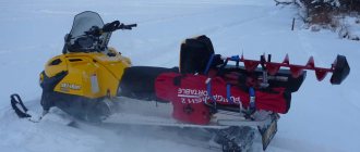 Snowmobile for winter fishing