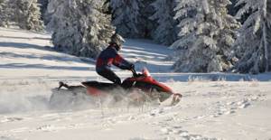 Snowmobiles in Karelia in winter