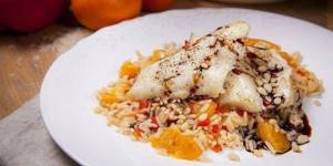 Pike perch with rice as a side dish