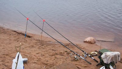 Fishing rods on the shore
