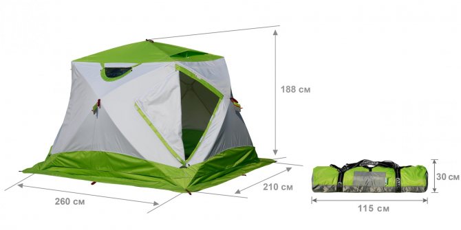 Insulated winter tent LOTUS Cube 4 Compact Thermo (dimensions)