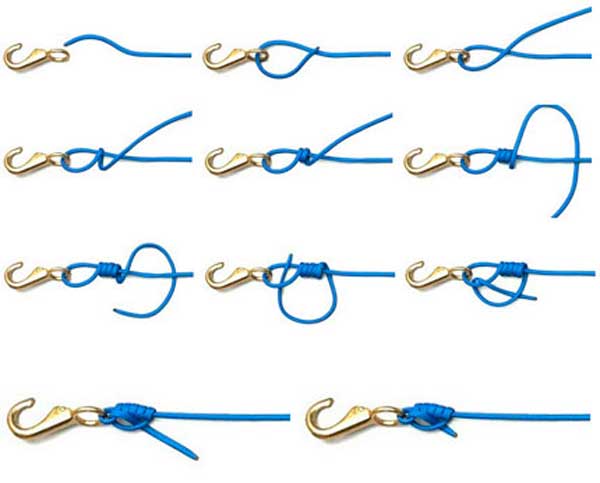 Clinch knot for attaching fishing line to swivel