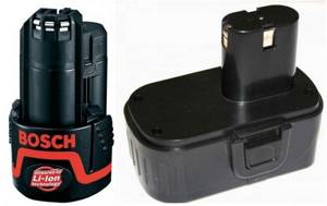 Types of batteries for screwdrivers.