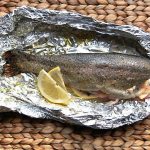 Baked char with lemon
