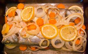 Baked Seabass in the oven with vegetables. Step-by-step recipe with photos5 
