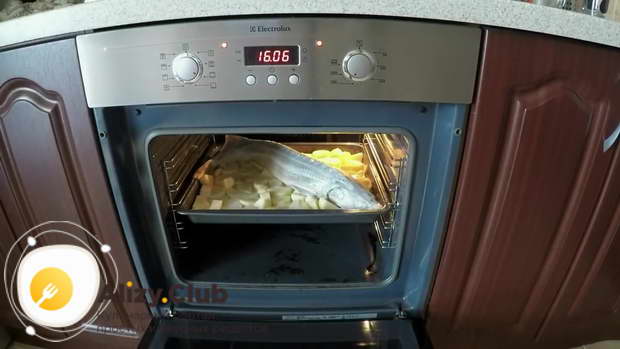 Bake the dish at 180-200 degrees for about an hour