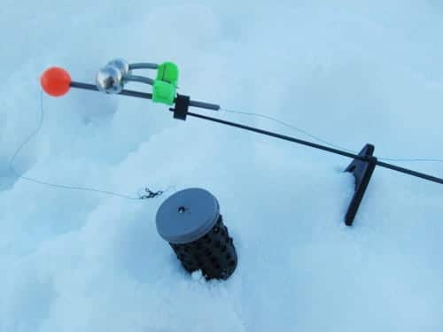 winter fishing rod feeder