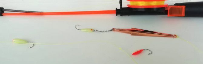 winter fishing rod with lure for smelt